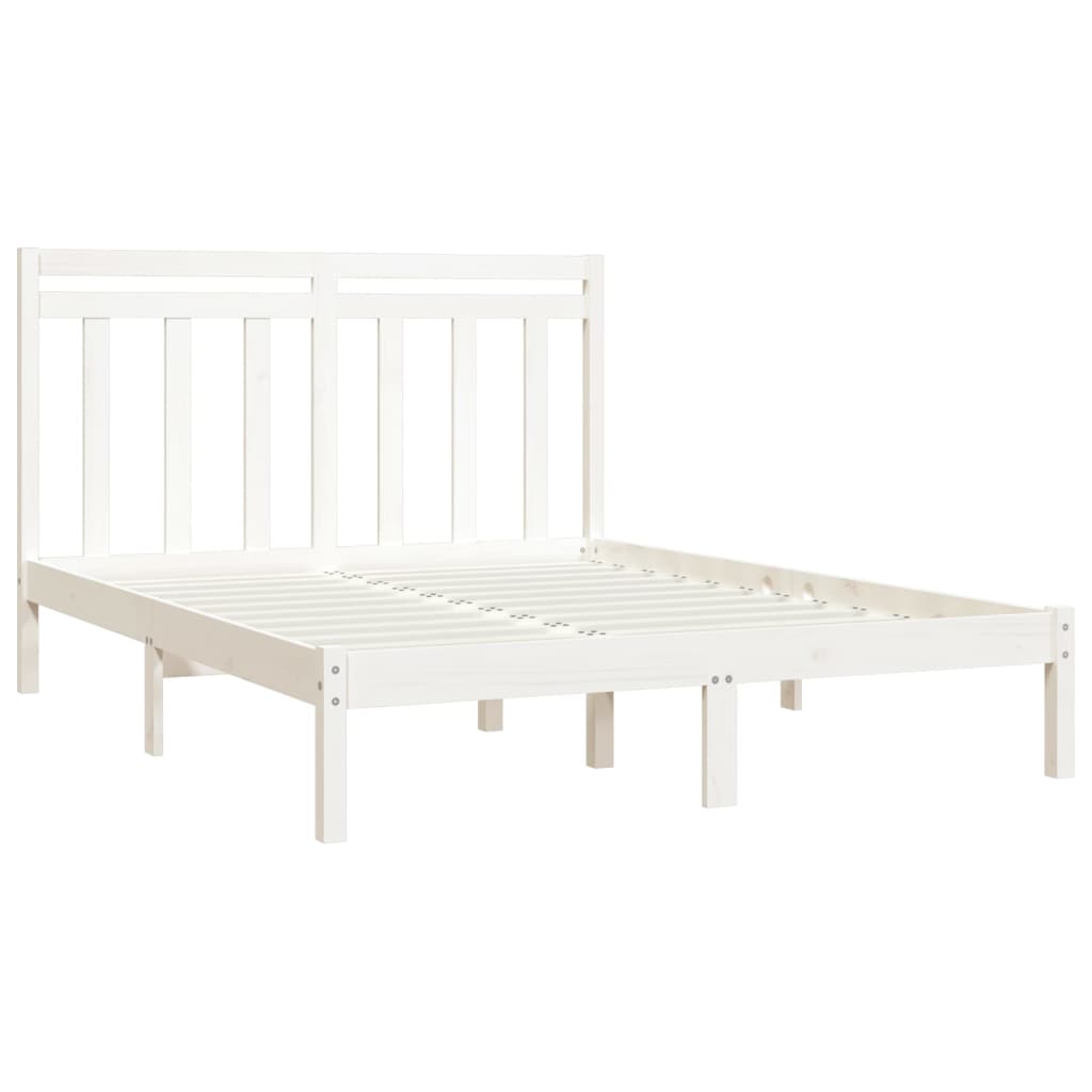 vidaXL Bed Frame without Mattress White 150x200 cm King Size Solid Wood