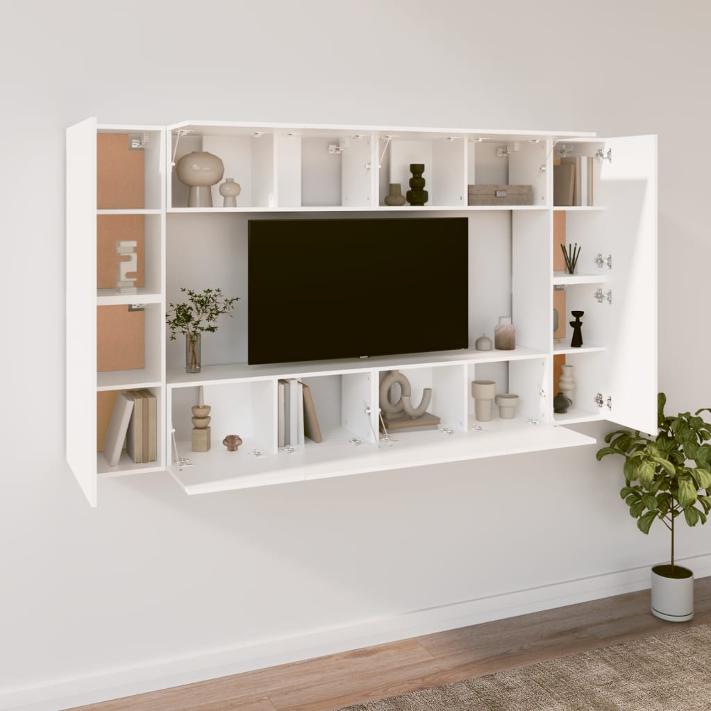 vidaXL 8 Piece TV Cabinet Set White Engineered Wood