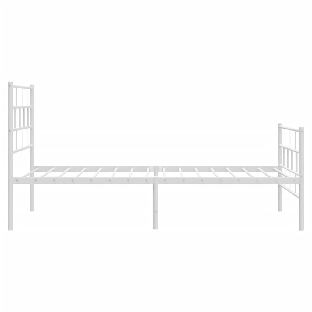 vidaXL Metal Bed Frame without Mattress with Footboard White 90x190 cm Single