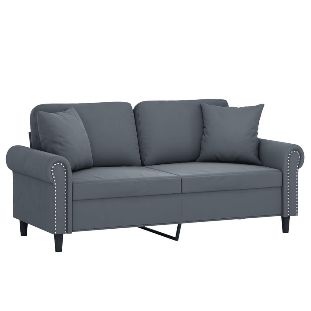 vidaXL 2-Seater Sofa with Throw Pillows Dark Grey 140 cm Velvet