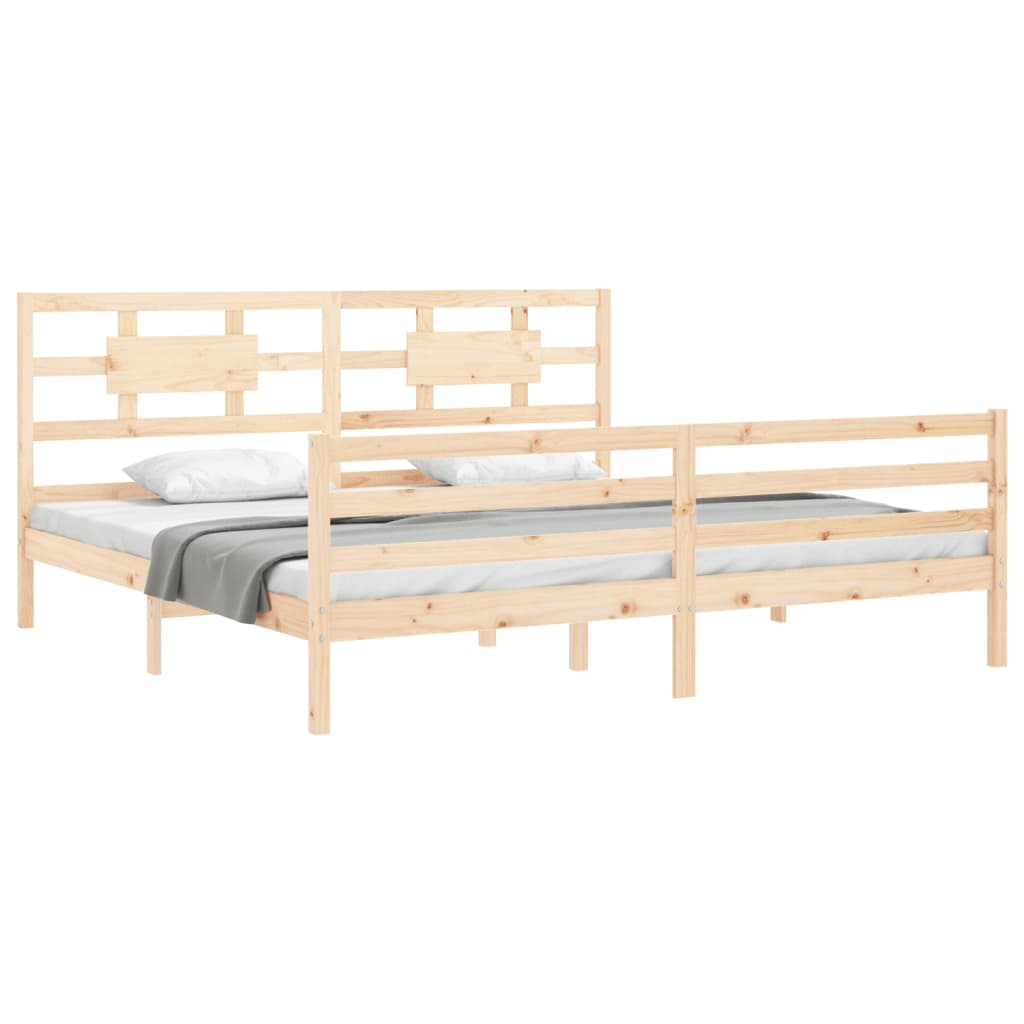 vidaXL Bed Frame with Headboard Super King Size Solid Wood