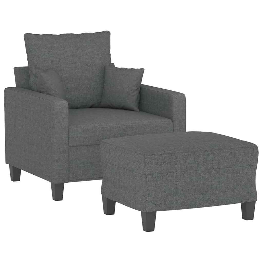 vidaXL Sofa Chair with Footstool Dark Grey 60 cm Fabric