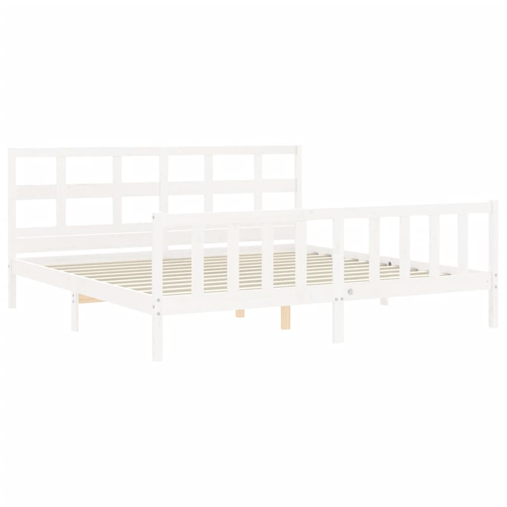 vidaXL Bed Frame without Mattress White Super King Size Solid Wood Pine