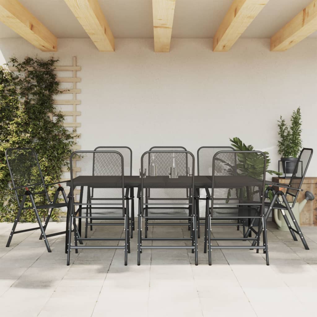 vidaXL 9 Piece Garden Dining Set Anthracite Metal Mesh