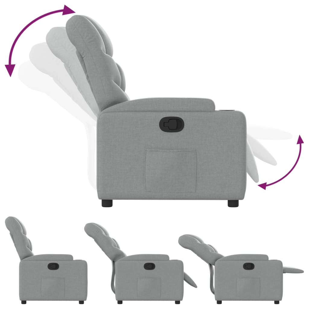 vidaXL Recliner Chair Light Grey Fabric