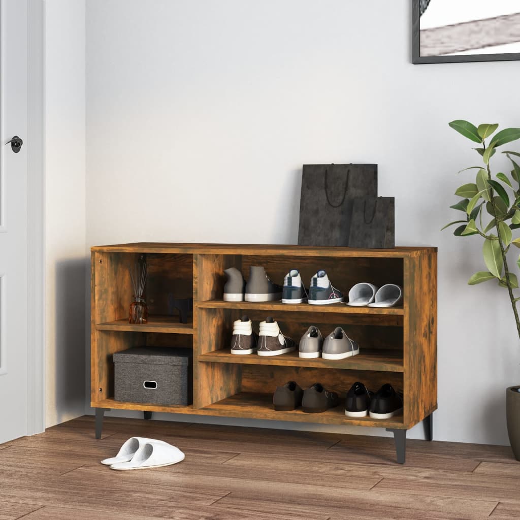 vidaXL Shoe Cabinet Smoked Oak 102x36x60 cm Engineered Wood