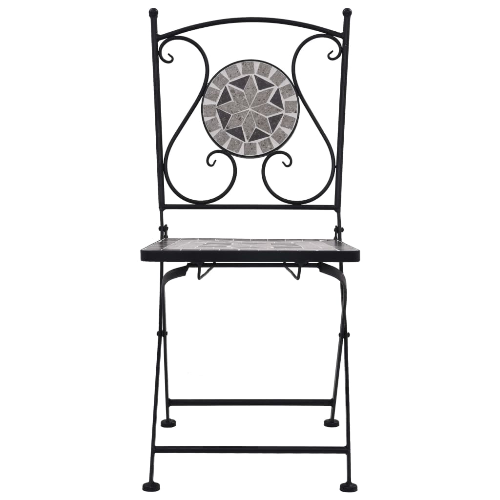 vidaXL 3 Piece Mosaic Bistro Set Ceramic Tile Grey