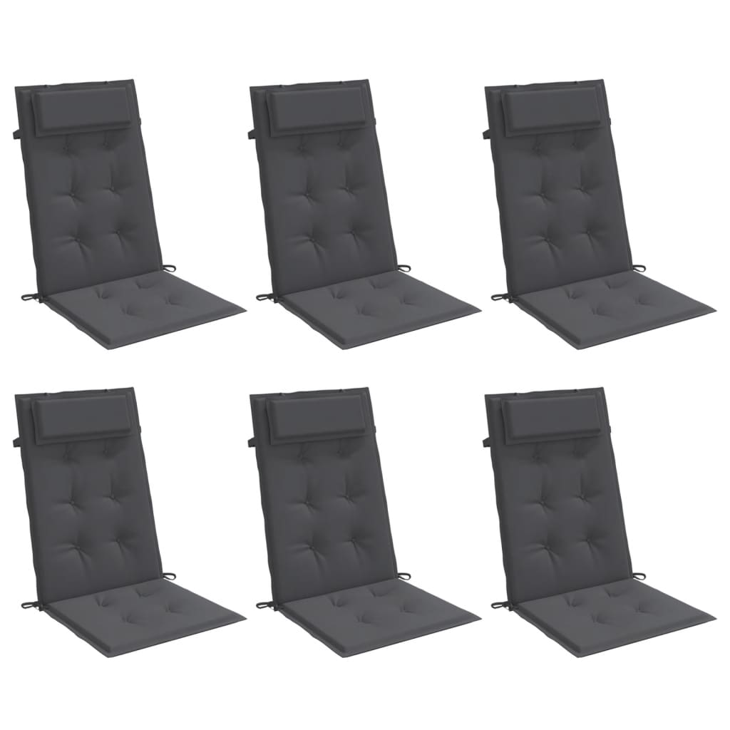 vidaXL Highback Chair Cushions 6 pcs Anthracite Oxford Fabric