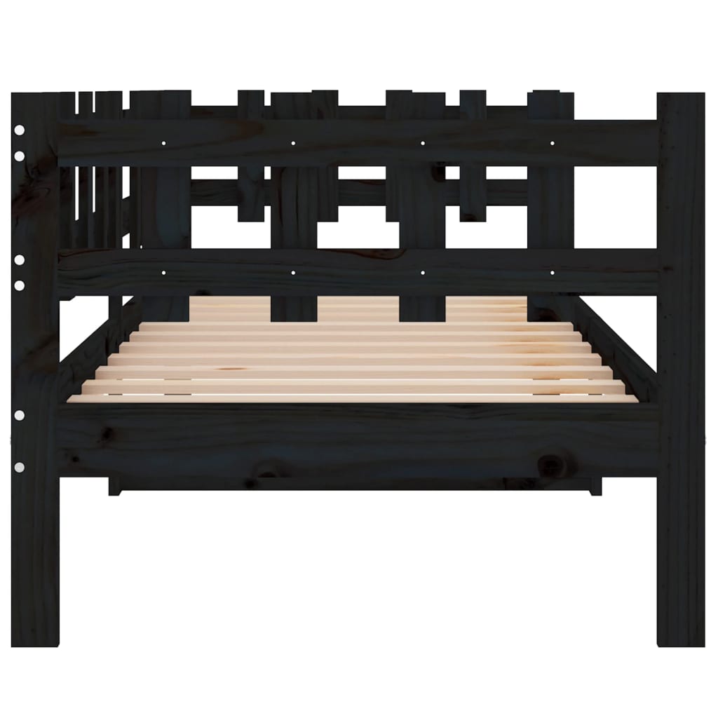 vidaXL Day Bed without Mattress Black 90x190 cm Single Solid Wood Pine