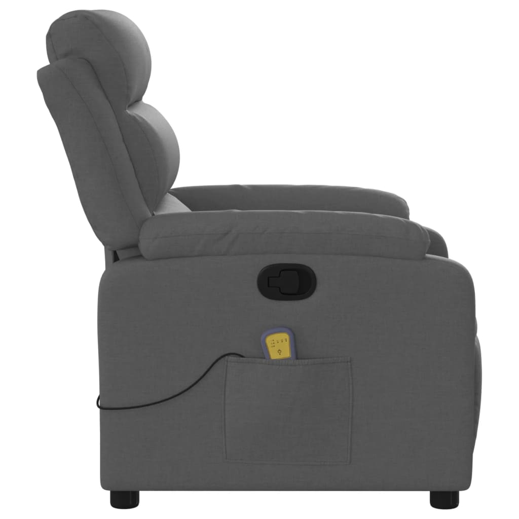 vidaXL Massage Recliner Chair Dark Grey Fabric