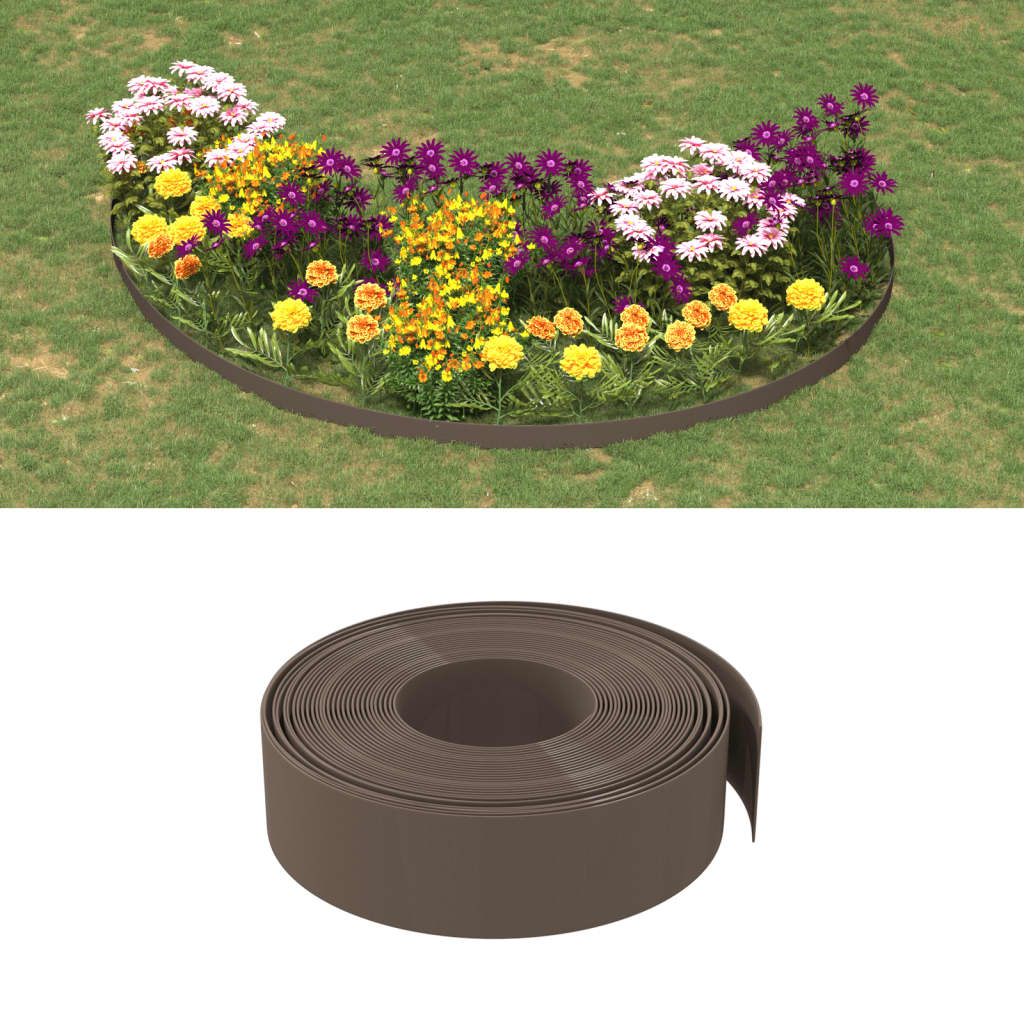 vidaXL Garden Edging Brown 10 m 15 cm Polyethylene