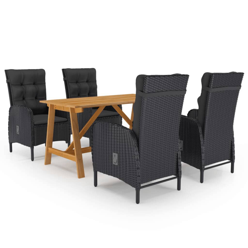 vidaXL 5 Piece Garden Dining Set Black