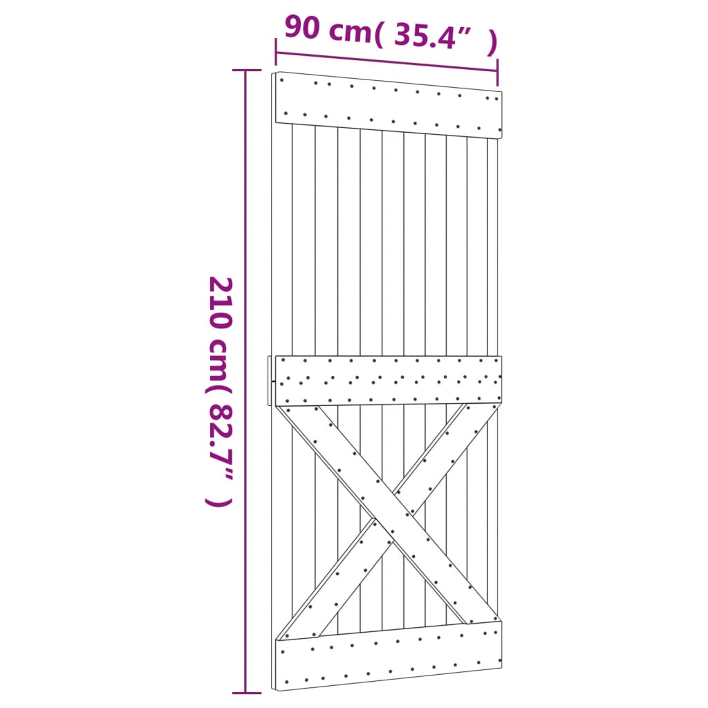 vidaXL Sliding Door with Hardware Set 90x210 cm Solid Wood Pine