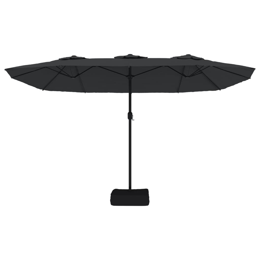 vidaXL Double-Head Garden Parasol with LEDs Black 449x245 cm