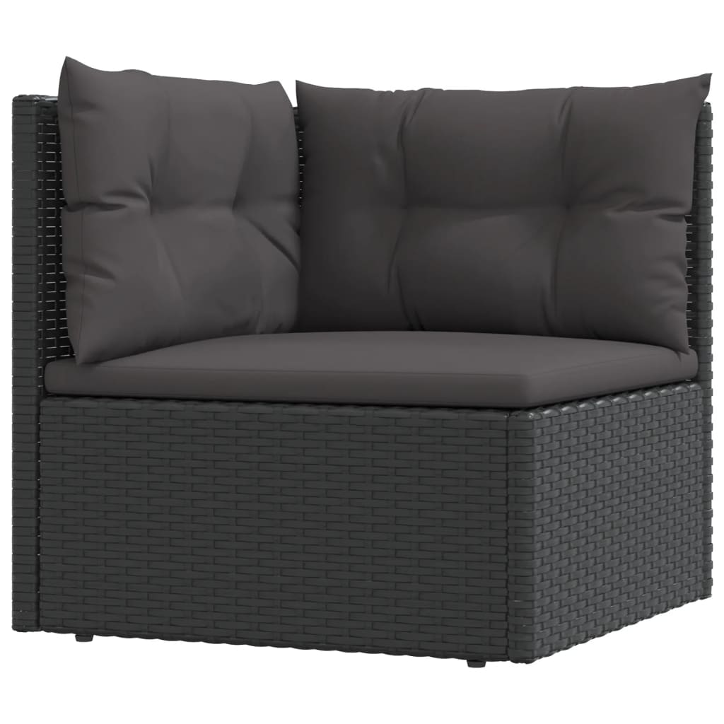 vidaXL 10 Piece Outdoor Sofa Set with Cushions Black Poly Rattan