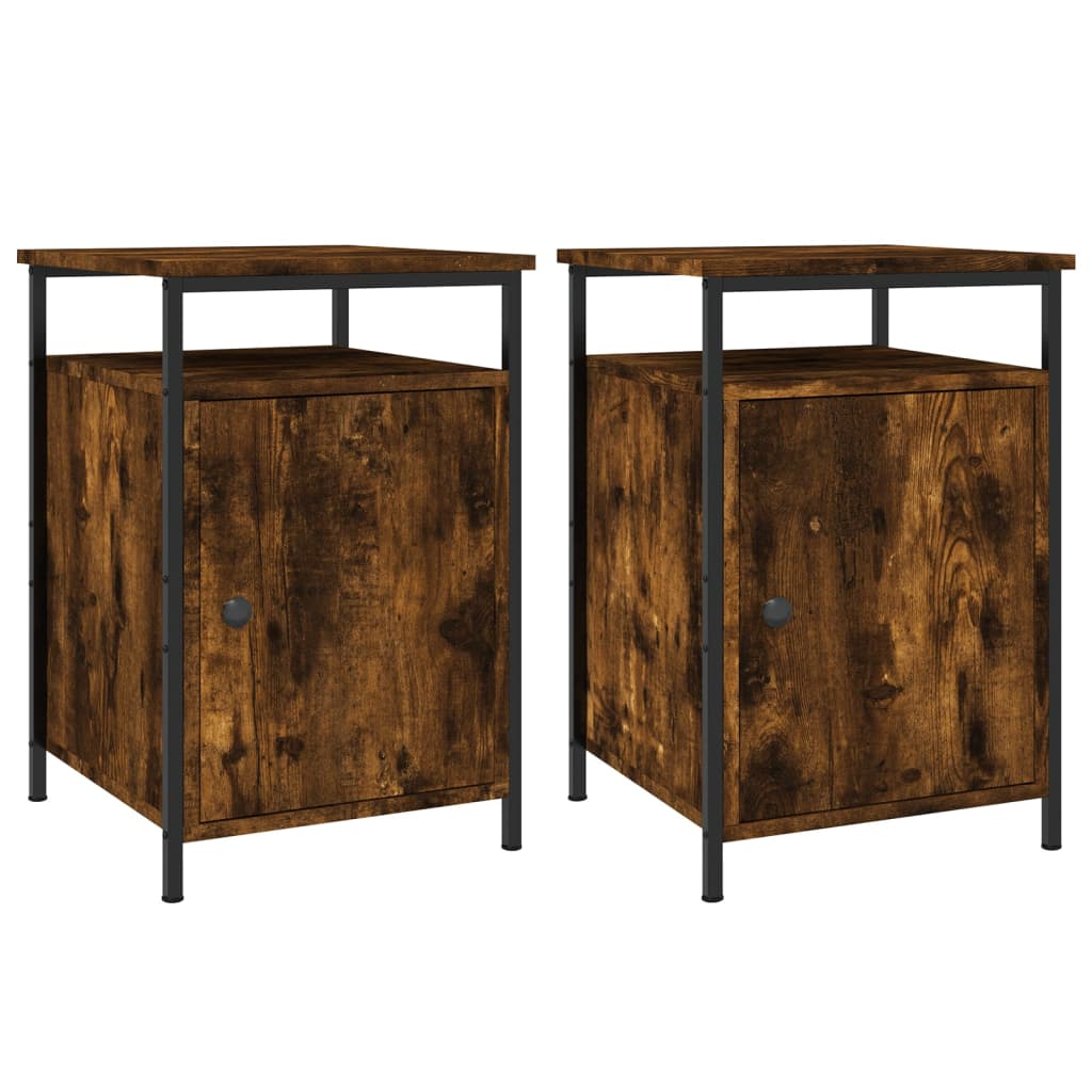 vidaXL Bedside Cabinets 2 pcs Smoked Oak 40x42x60 cm Engineered Wood