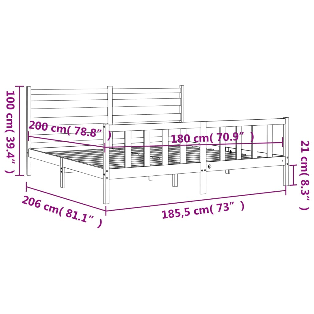 vidaXL Bed Frame without Mattress White Solid Wood Pine