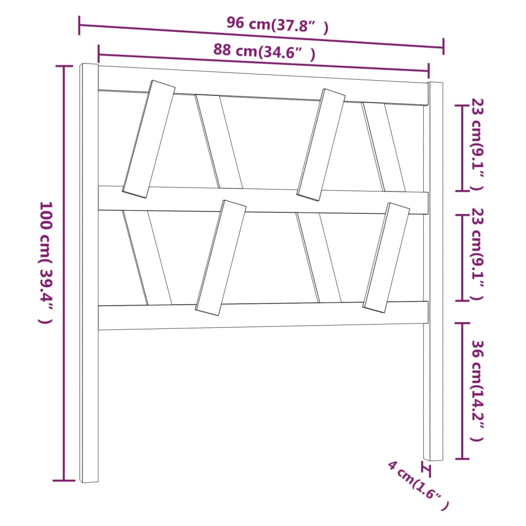 vidaXL Bed Headboard White 96x4x100 cm Solid Wood Pine