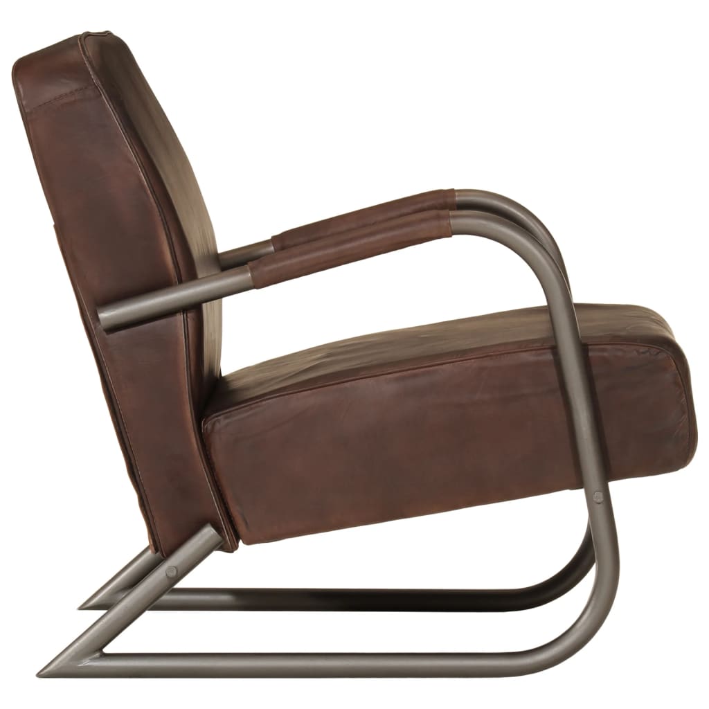 vidaXL Sofa Chair Brown Real Leather