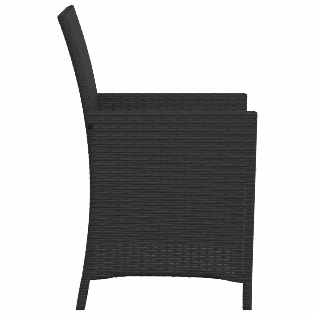 vidaXL 3 Piece Bistro Set with Cushions Black Poly Rattan