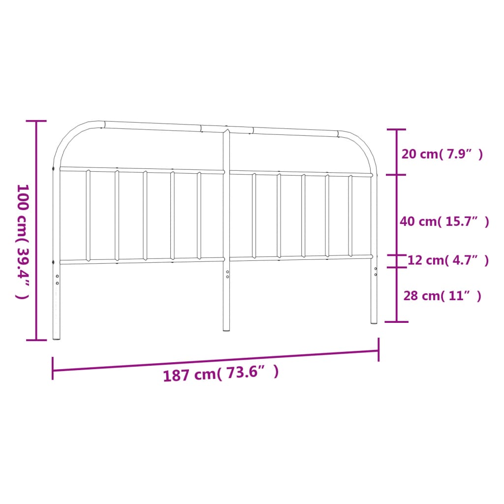 vidaXL Metal Headboard White 180 cm