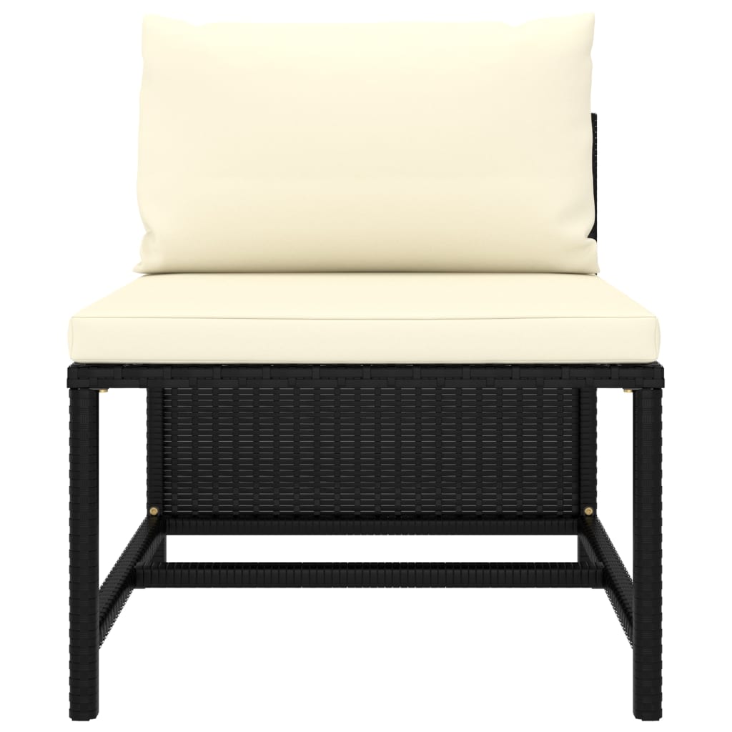 vidaXL 7 Piece Garden Lounge Set with Cushions Poly Rattan Black