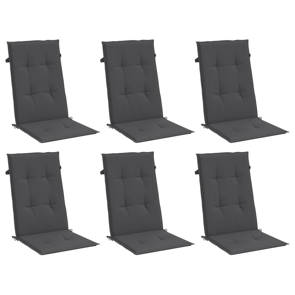 vidaXL Highback Chair Cushions 6 pcs Melange Anthracite 120x50x4 cm Fabric