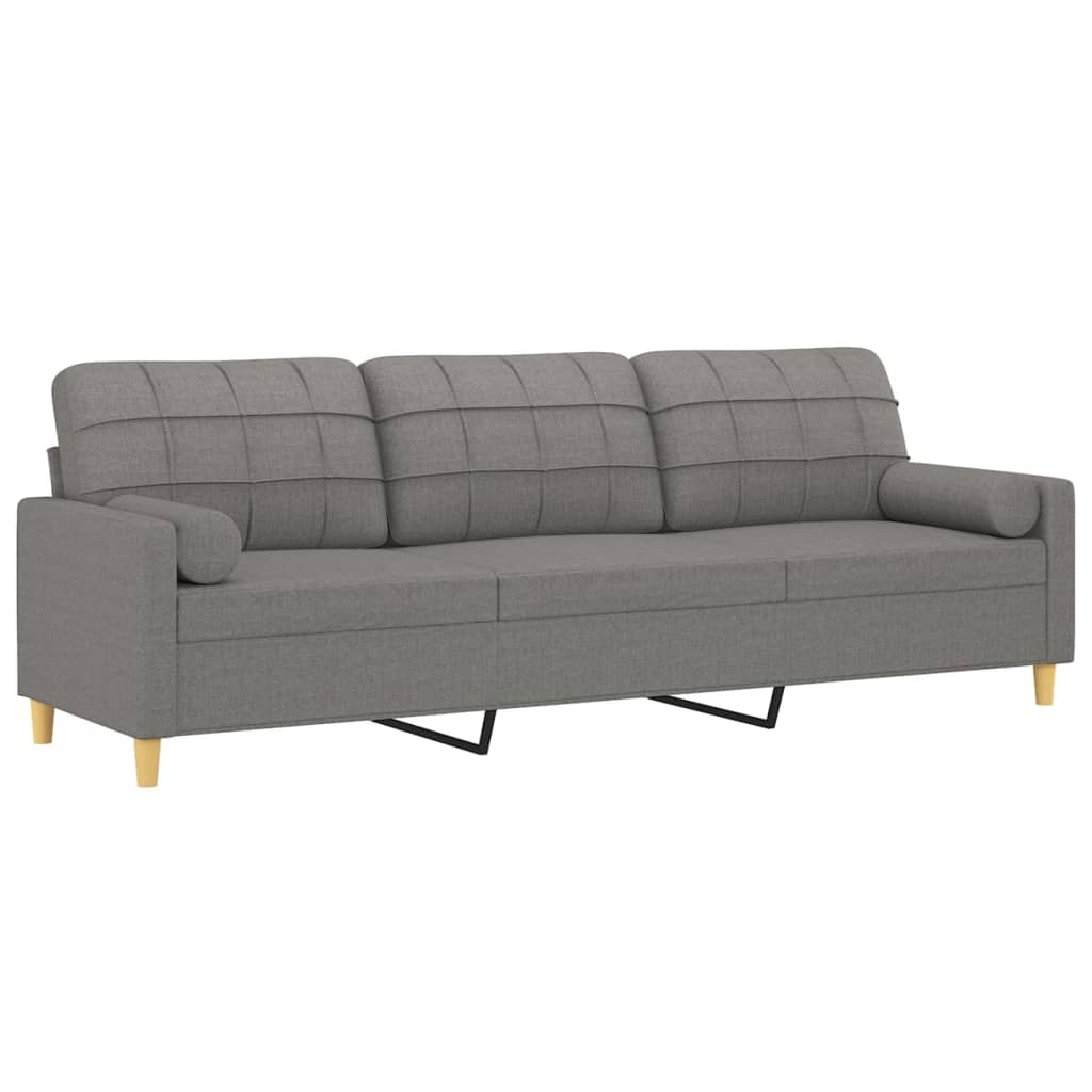 vidaXL 3-Seater Sofa with Pillows&Cushions Dark Grey 210 cm Fabric