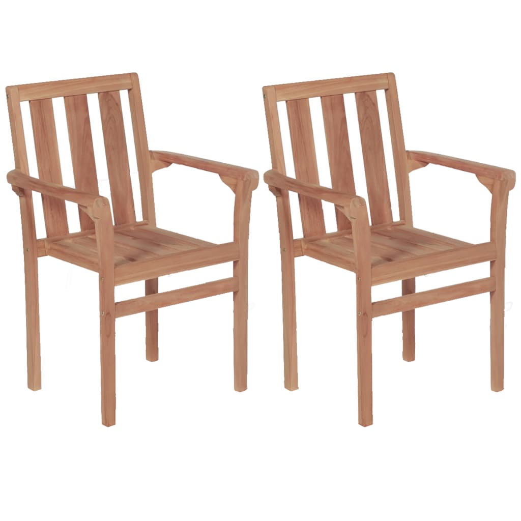 vidaXL Stacking Garden Chairs 2 pcs Solid Teak Wood