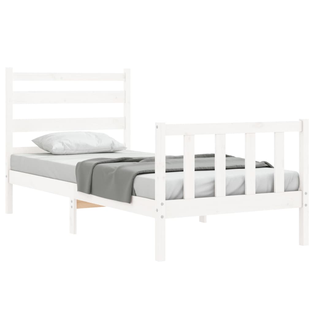 vidaXL Bed Frame without Mattress White 90x190 cm Single Solid Wood Pine