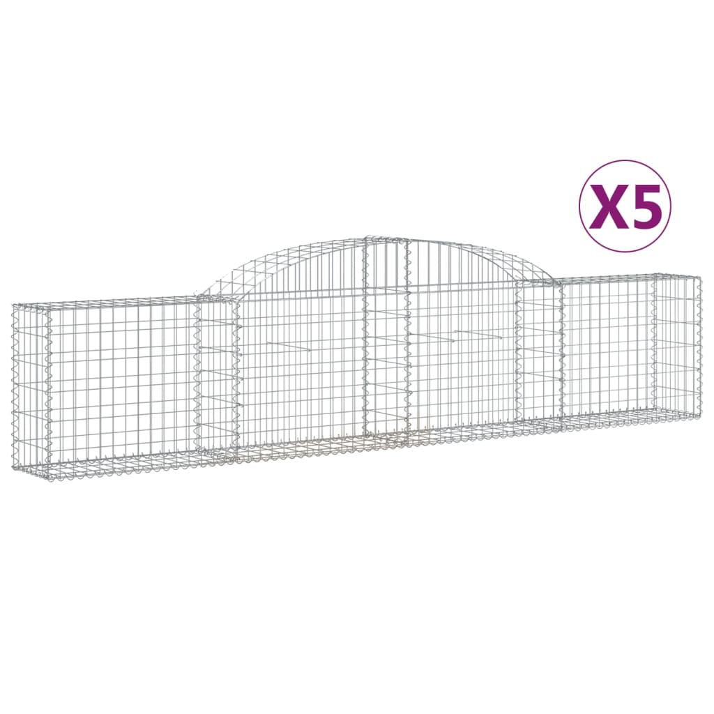 vidaXL Arched Gabion Baskets 5 pcs 300x30x60/80 cm Galvanised Iron