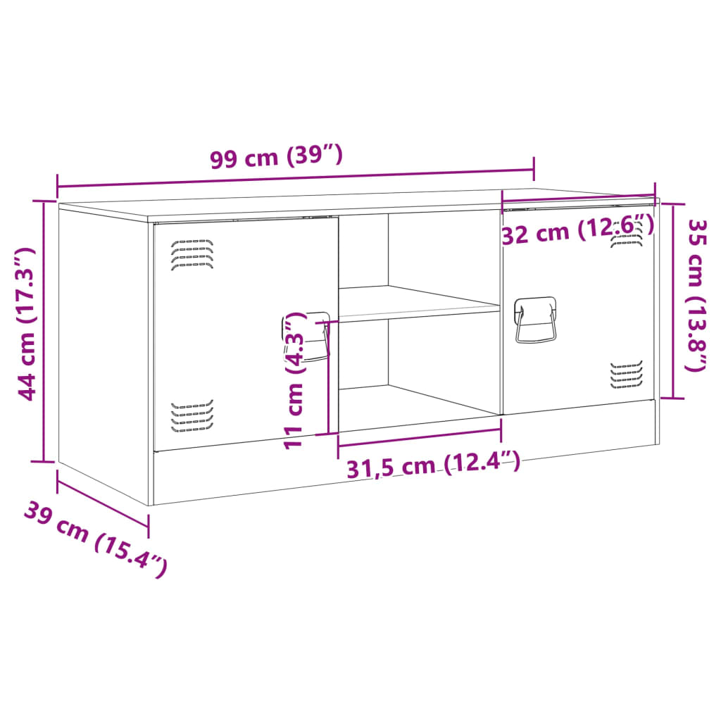 vidaXL TV Cabinet Black 99x39x44 cm Steel