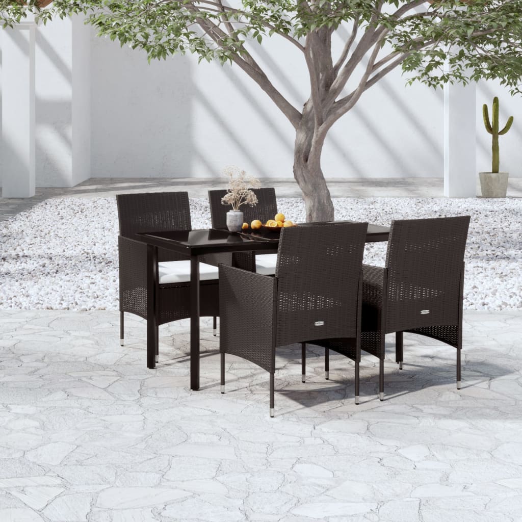 vidaXL 5 Piece Garden Dining Set with Cushions Black