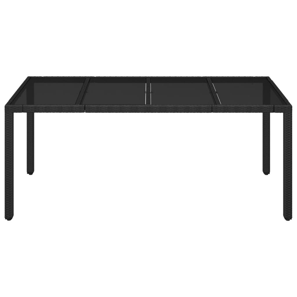 vidaXL Garden Table with Glass Top Black 190x90x75 cm Poly Rattan