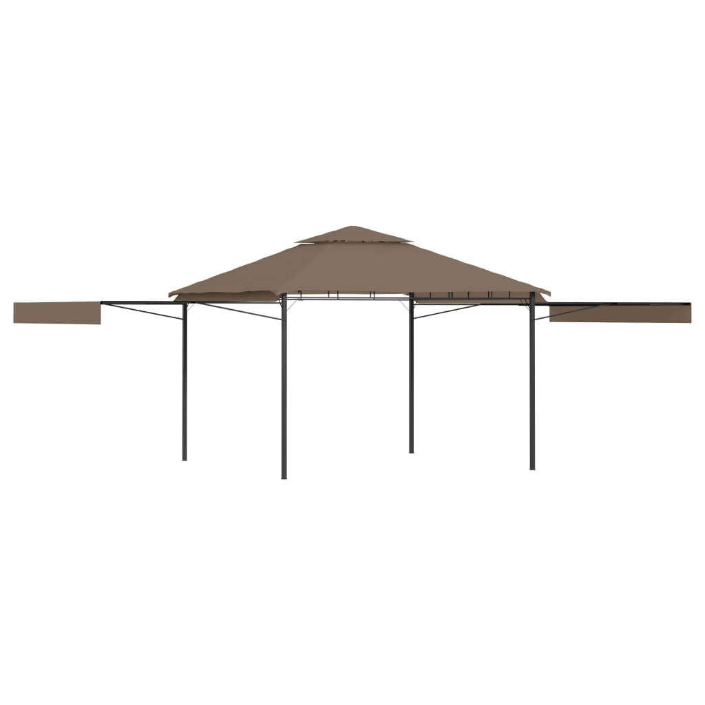 vidaXL Gazebo with Double Extending Roofs 3x3x2.75 m Taupe 180g/m²