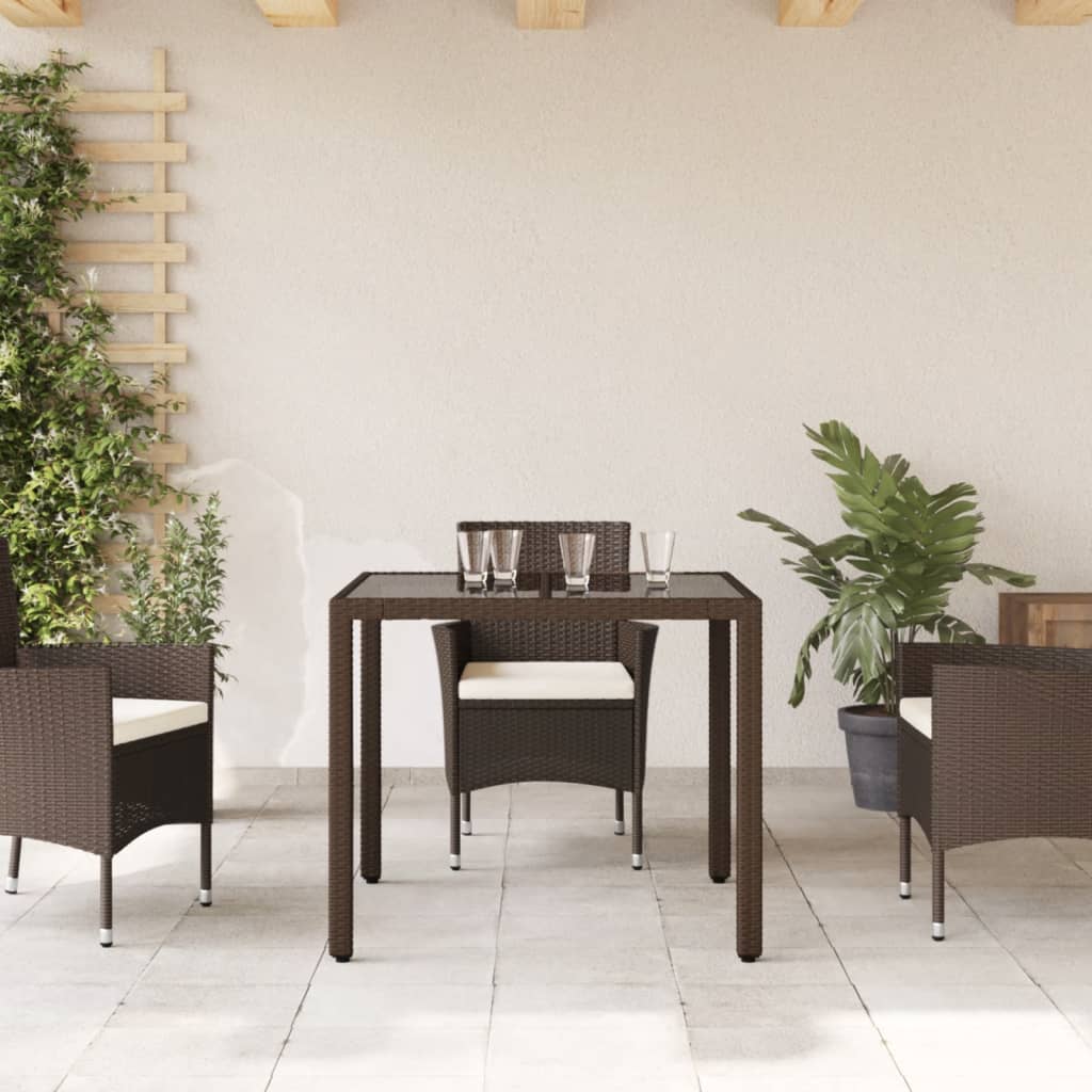 vidaXL Garden Table Brown 90x90x75 cm Poly Rattan