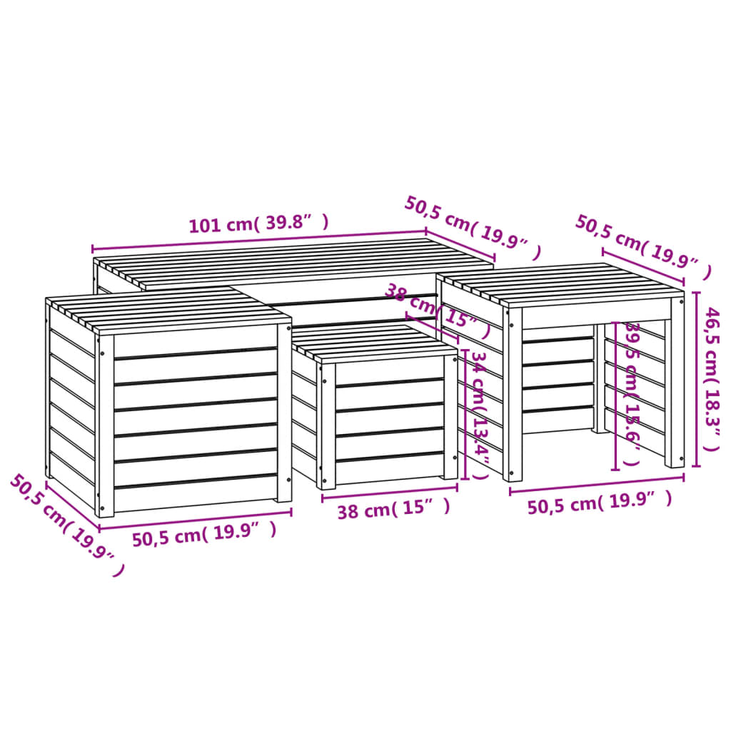 vidaXL 4 Piece Garden Box Set White Solid Wood Pine