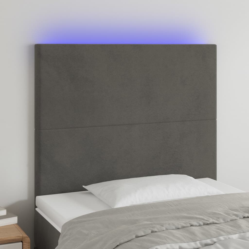 vidaXL LED Headboard Dark Grey 100 cm Velvet