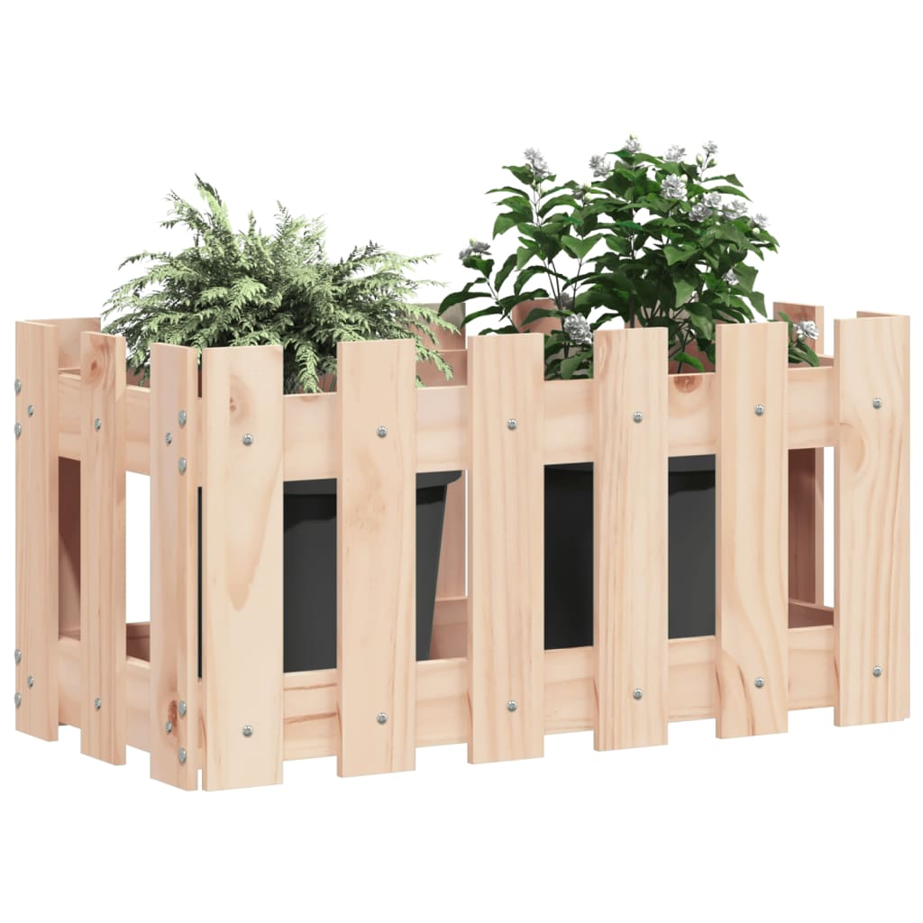 vidaXL Garden Planter with Fence Design 60x30x30 cm Solid Wood Pine