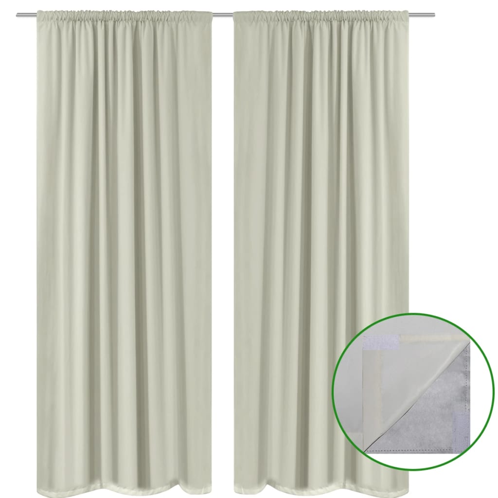 2 pcs Cream Energy-saving Blackout Curtains Double Layer 140 x 245 cm |  