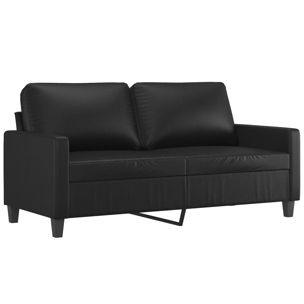 vidaXL 3 Piece Sofa Set with Cushions Black Faux Leather