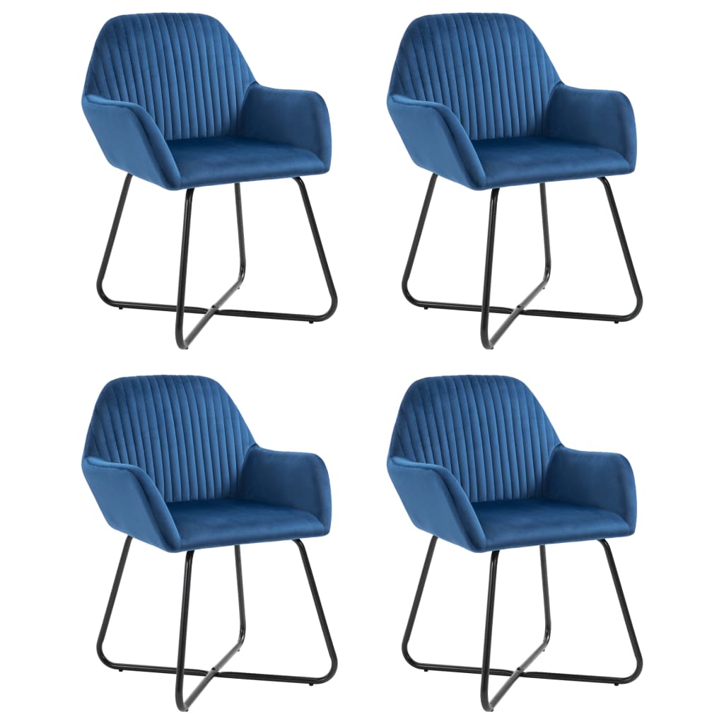 vidaXL Dining Chairs 4 pcs Blue Velvet