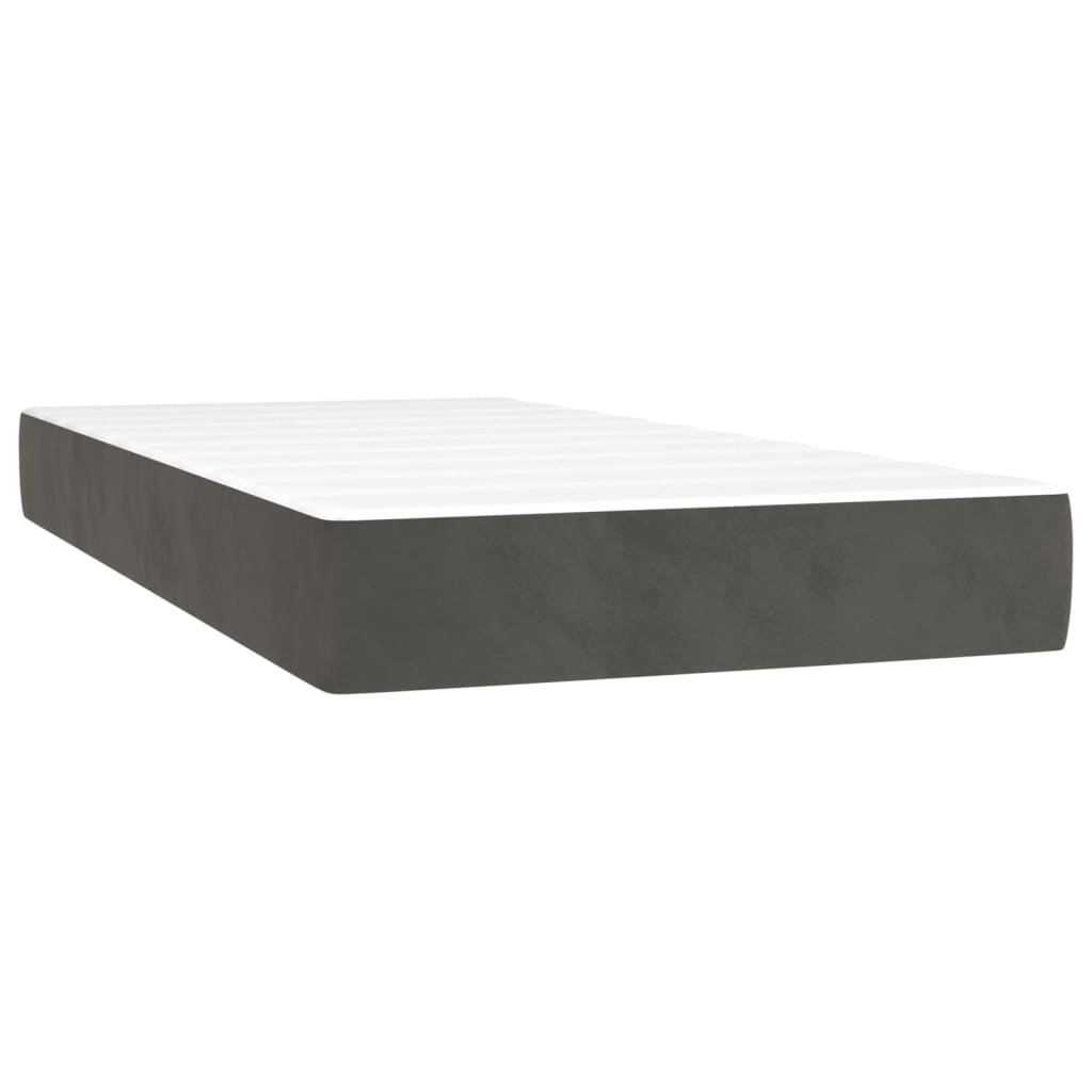 vidaXL Pocket Spring Bed Mattress Dark Grey 107x203x20 cm King Single Velvet