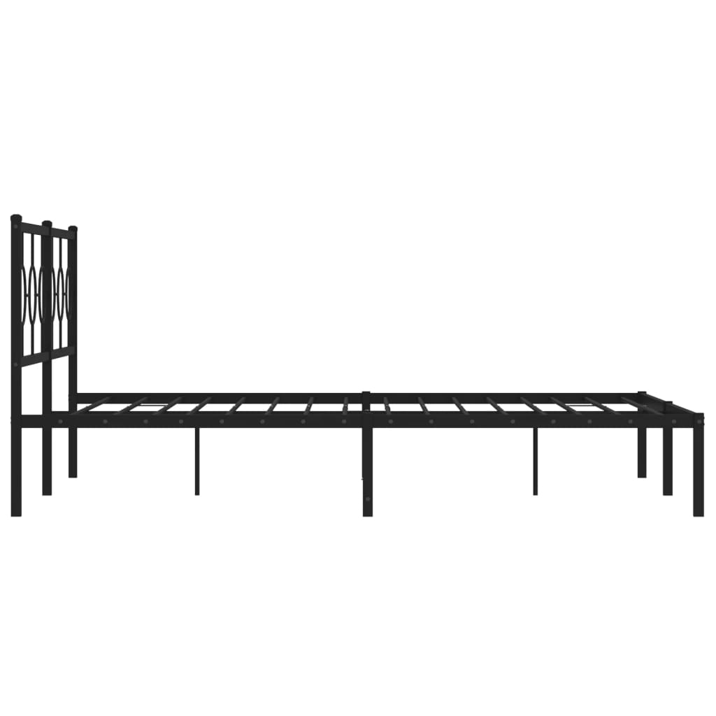 vidaXL Metal Bed Frame without Mattress with Headboard Black 180x200 cm Super King