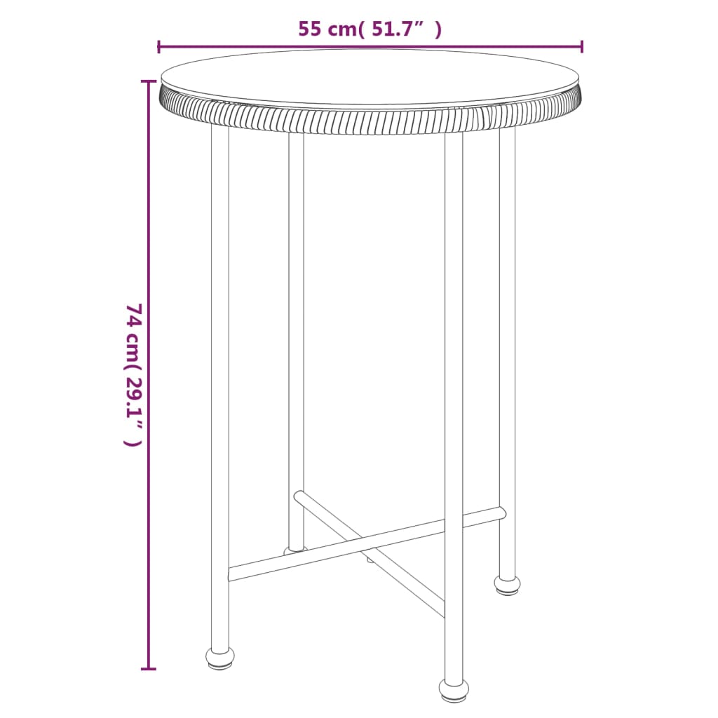 vidaXL Dining Table Ø55 cm Tempered Glass and Steel