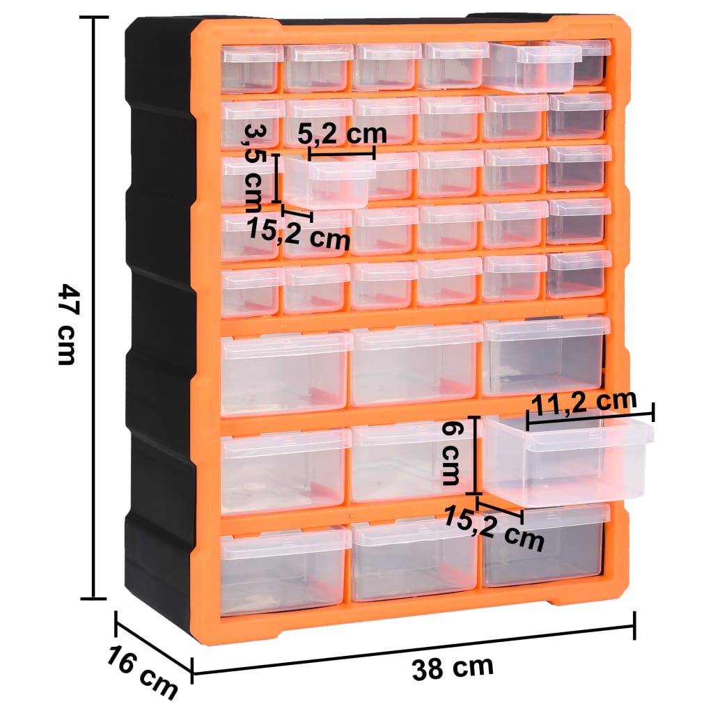 vidaXL Multi-drawer Organiser with 39 Drawers 38x16x47 cm