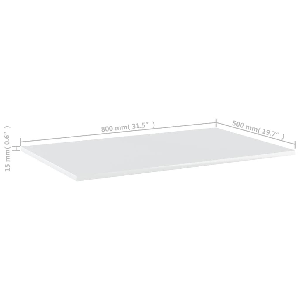 vidaXL Bookshelf Boards 4 pcs High Gloss White 80x50x1.5 cm Engineered Wood