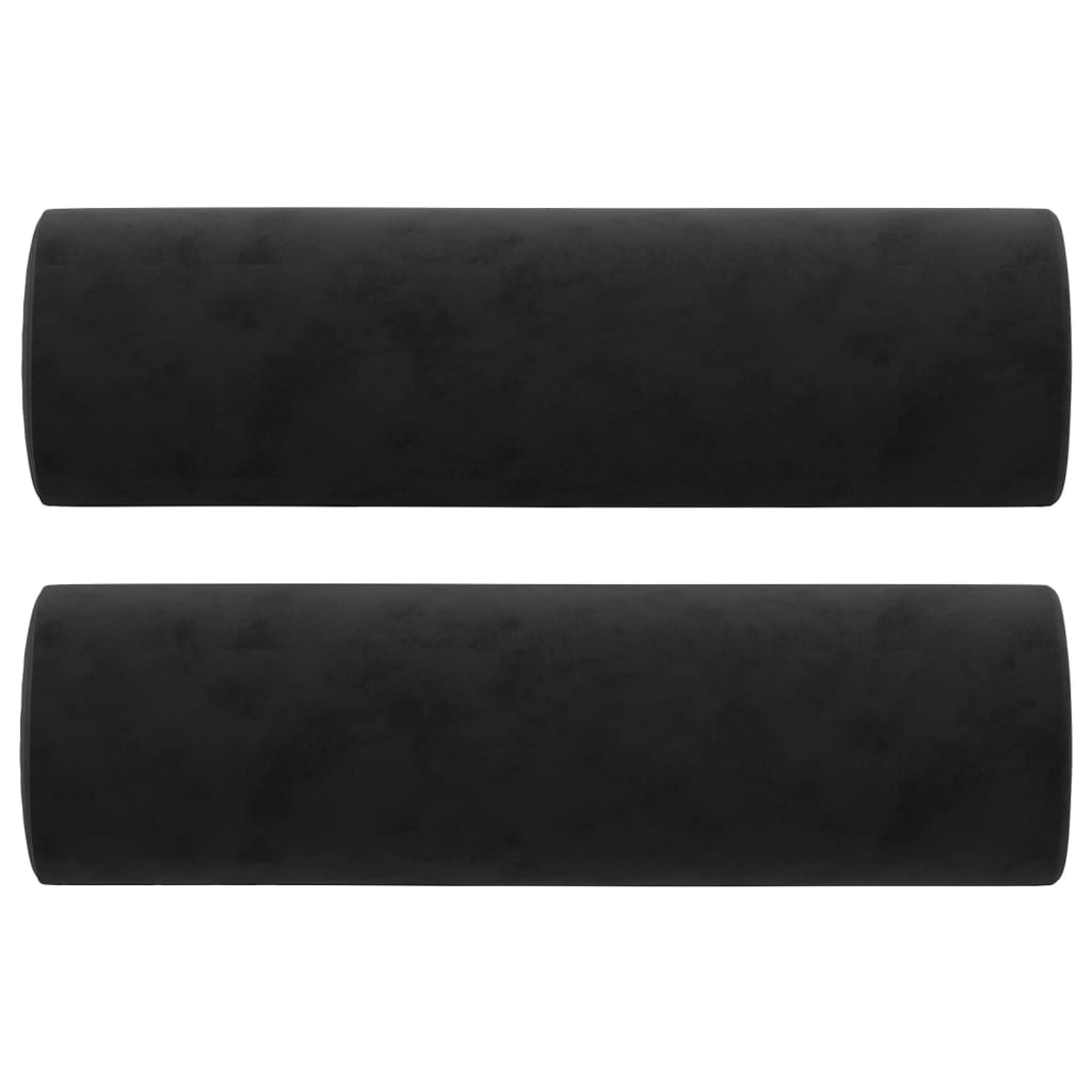 vidaXL 3-Seater Sofa with Throw Pillows Black 180 cm Velvet