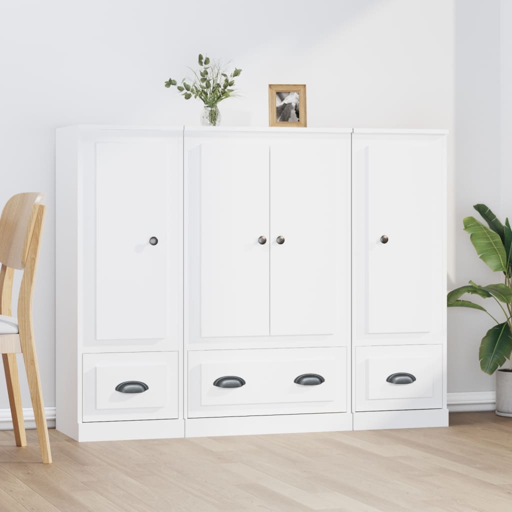 vidaXL Highboards 3 pcs White Engineered Wood