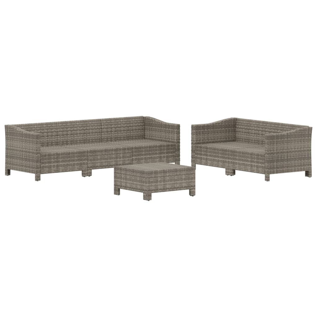 vidaXL 6 Piece Garden Lounge Set with Cushions Grey Poly Rattan